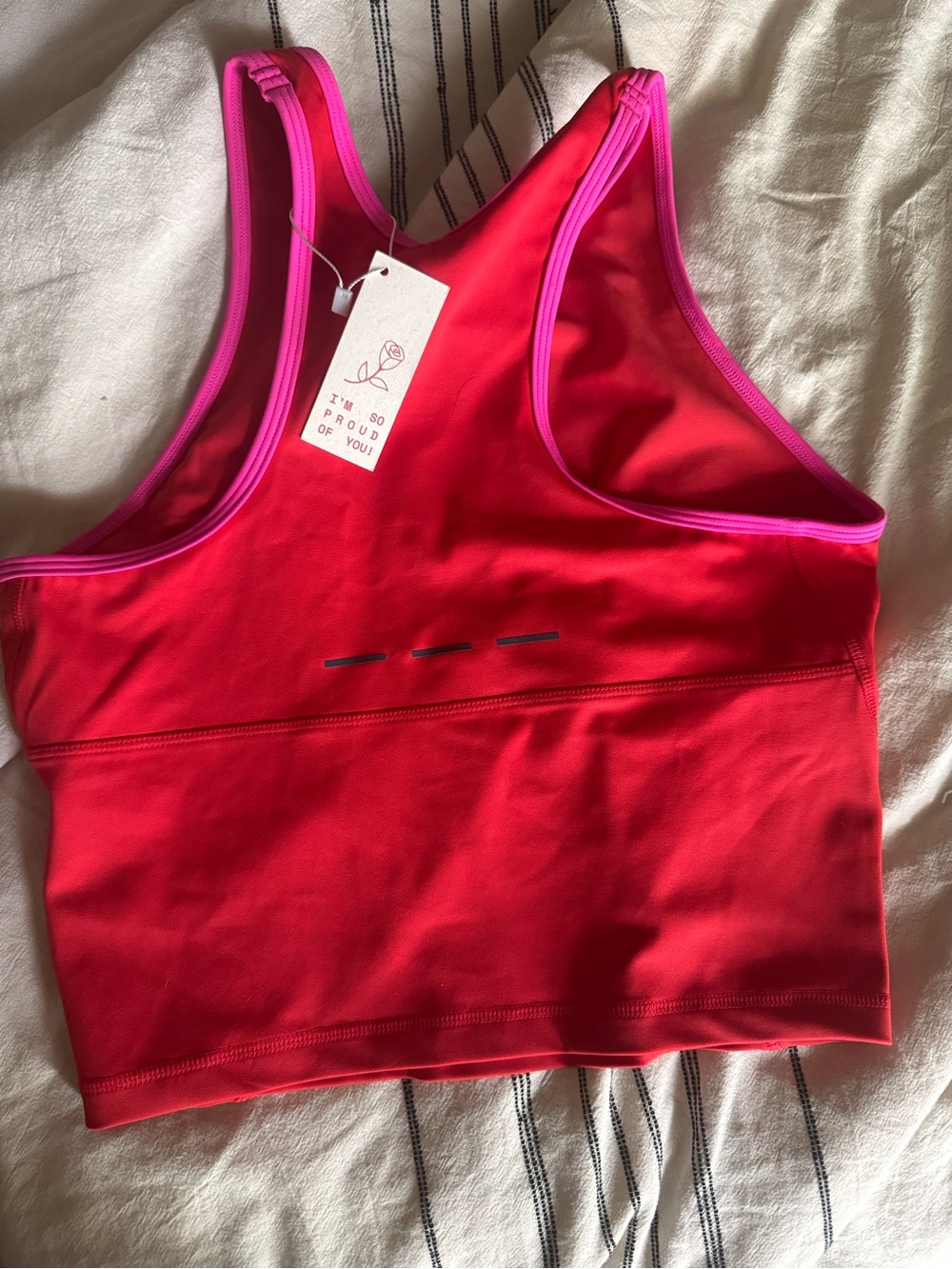 Hey Girl Run Women's Racerback Crop Tank - Hot Pink/Red